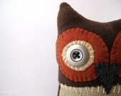 Owl Plush Stuffed Animal Childrens Toy Plushie with Secret Pocket OOAK - Reginald