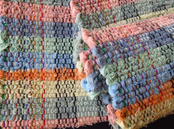rag rug spring time colors 41 x 25 handwoven orange by TheRugHag