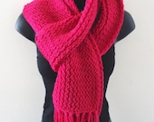 Women's Hot pink  handmade knitted scarf