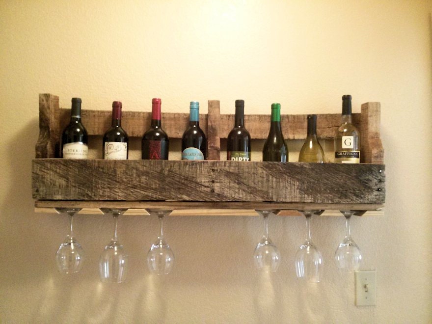 Pallet Wine Rack And Glass Holder Is Great To By Ecofurnishings