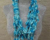 1st Item Free Shipping - Modern Chic Infinity Necklace "Summer" Scarflace - Hand Crochet - light blue/bright blue
