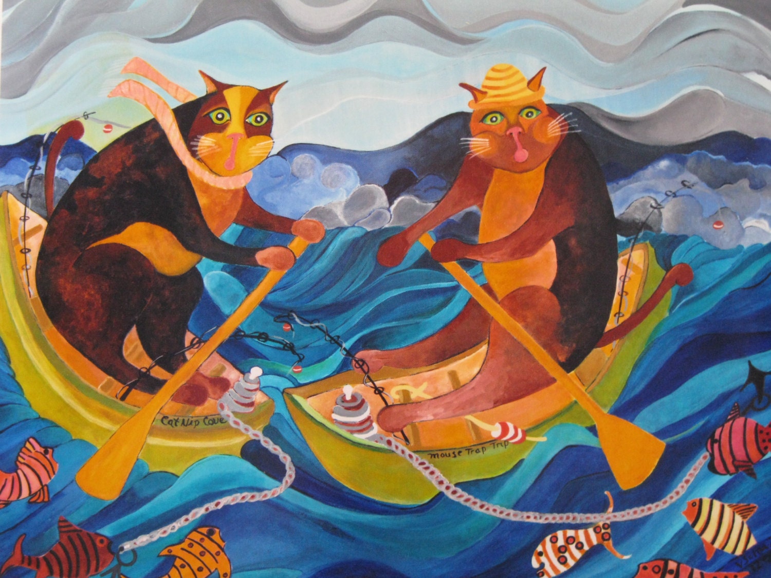 Cat Print 8 x 10 Print from Original Acrylic Painting Cat Art   archival print