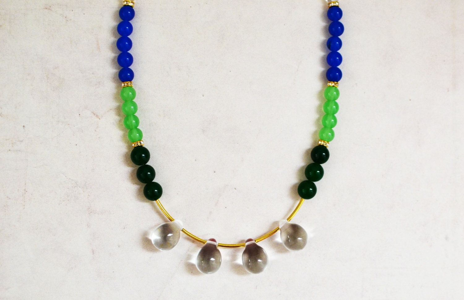 Beads Necklace - Stone Beads Necklace - Semi Precious Stones - Jade Beads Necklace - Handcrafted Necklace - Statement Necklace - Glass Beads