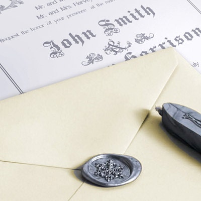 Custom wedding Rustic Vintage Wedding Invitation with wax seal stamp brass Personalized Wedding Stamp