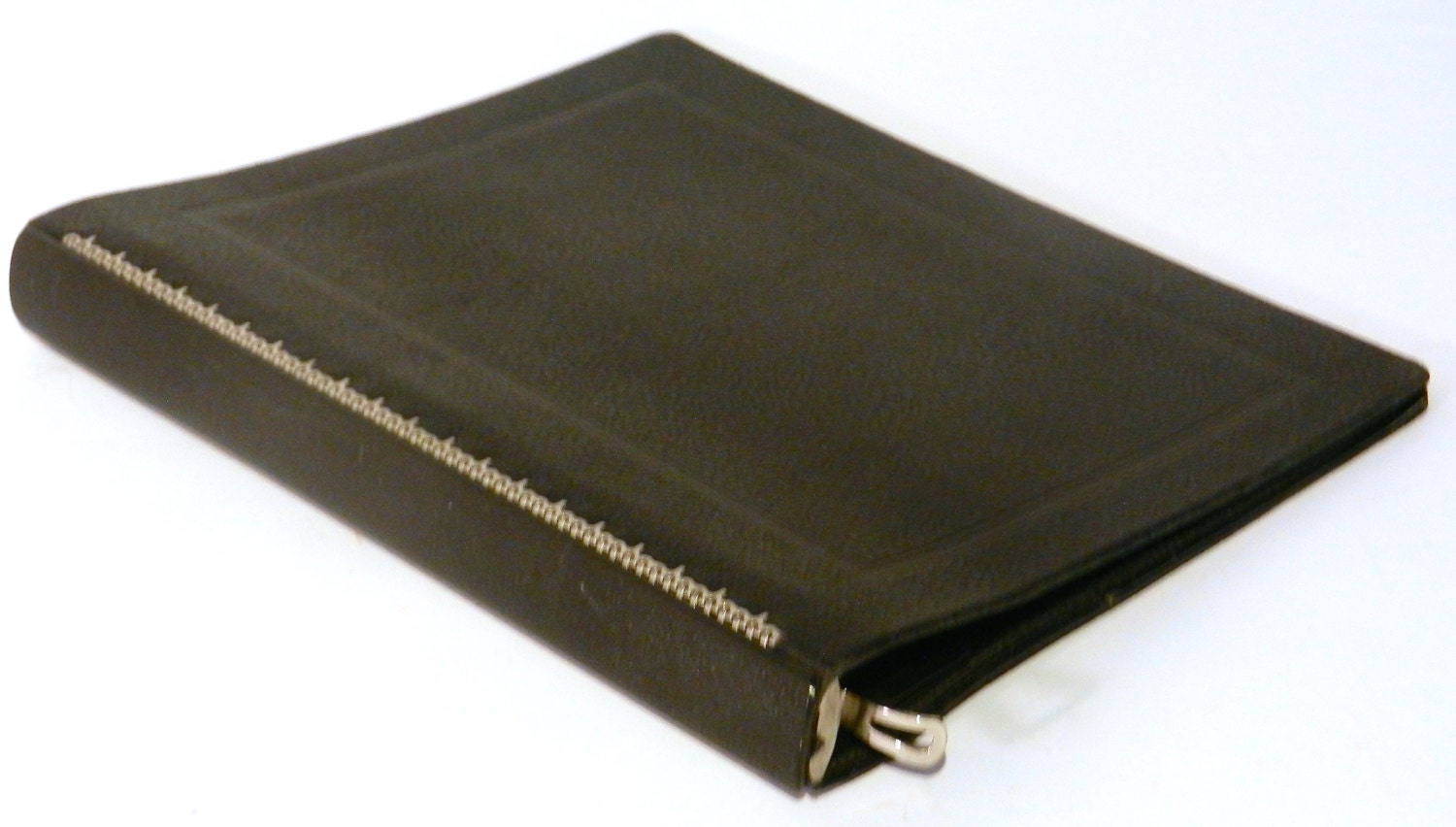 Vintage Leather 3 Ring Binder With Metal Teeth by 1EyedJacks
