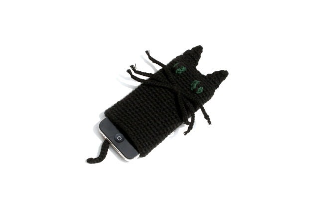 iPhone Sock - iPhone Accessory - Crochet - Black Cat