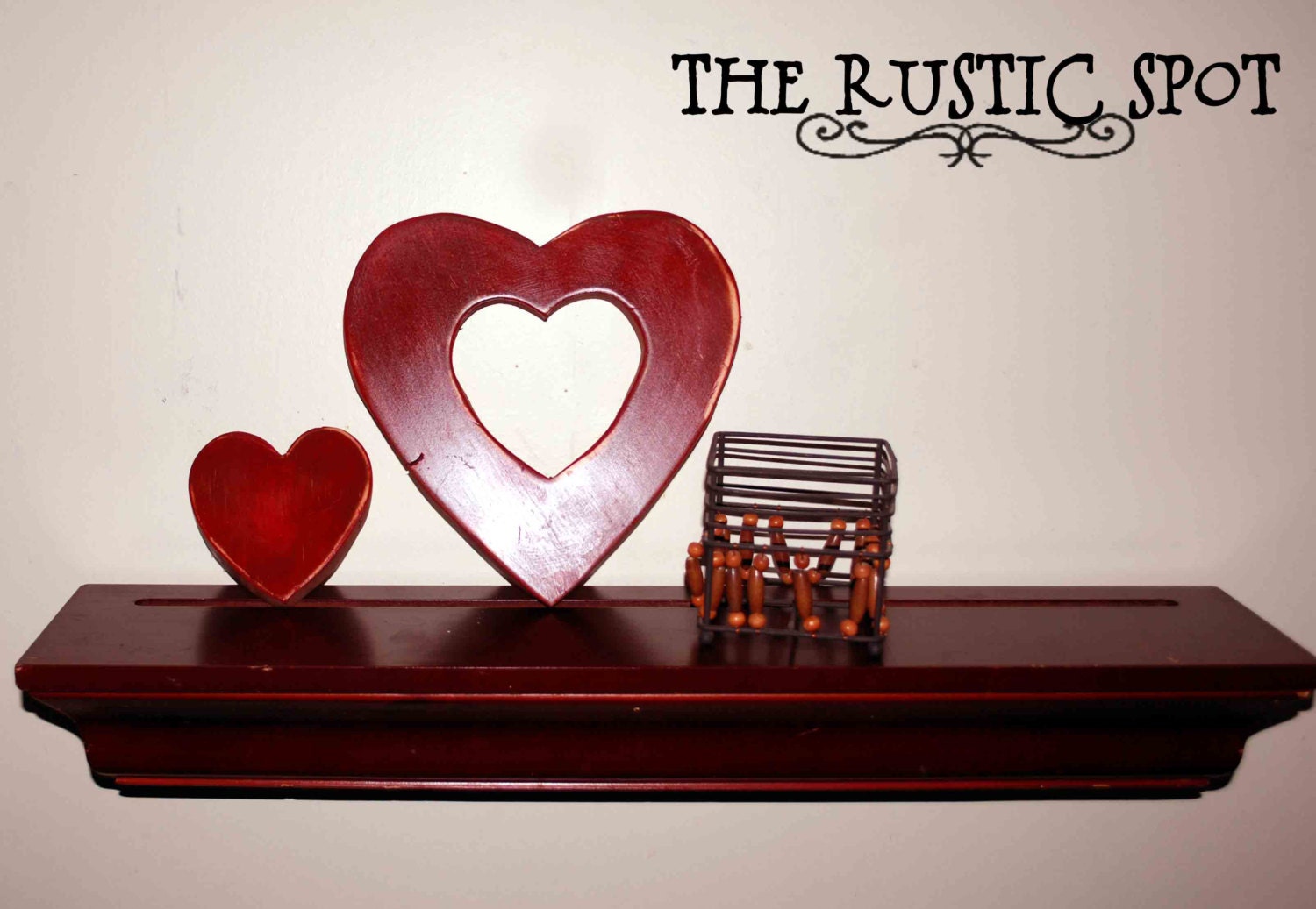 Wooden Heart Shabby Chic Rustic Painted True Red and Distressed Wedding Photo Prop Wood Heart Engagement Photo Prop Valentines Day Decor