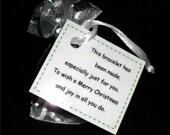 Merry Christmas Childrens Bracelet Gift - a Charm Bracelet present with gift bag and poem card - Stocking filler