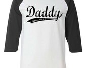 Daddy - Vintage Distressed - Old School Font - Mens Raglan Baseball Jersey - You Pick Year - Custom Printed