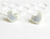 Light Blue Ceramic Heart Tiny Pastel Post Earrings Every Day Pottery Earrings Studs