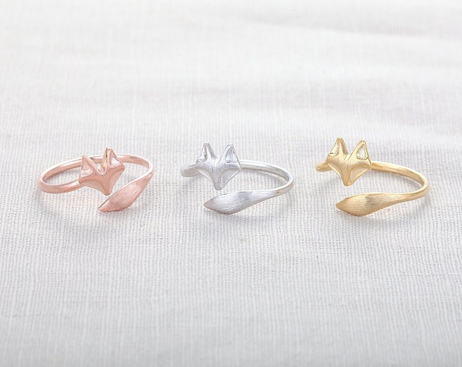 Cute Fox Ring - Rose Gold // R012-RG // Rose Gold Plated, Everyday Jewelry, Simple, Chic, Adjustable Ring