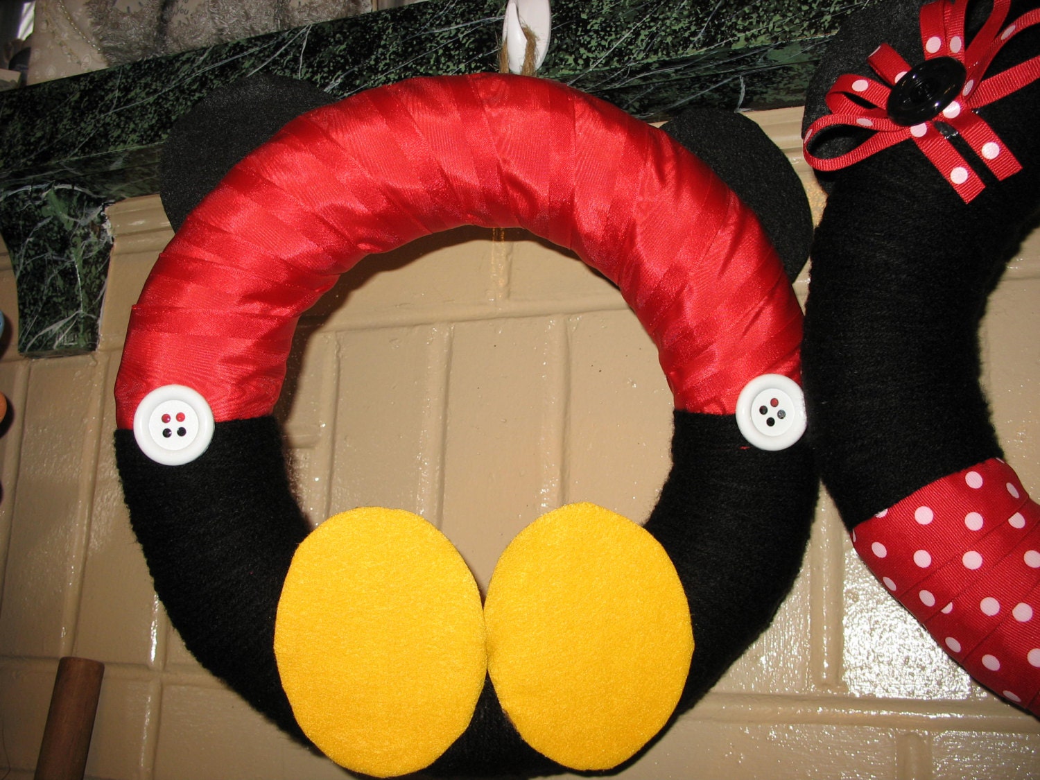 12" handmade Mickey Mouse wreath
