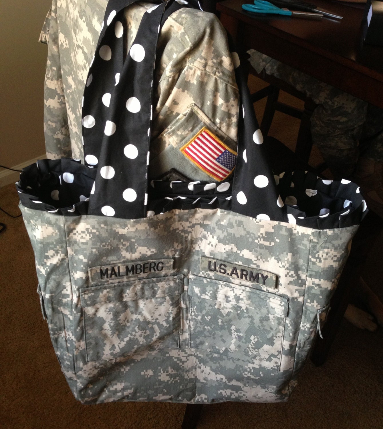 Items similar to Army ACU Tote / Military Diaper Bag Custom Made to Order on Etsy