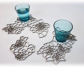 Lasercut drink coasters - Geometric Wood - set 6 - AsymmetreeDesign