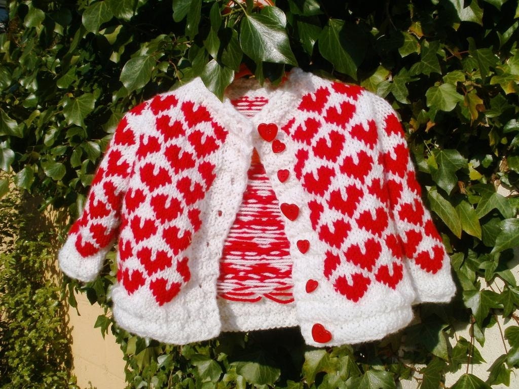 Baby Cardigan Little Valentine (handknitted) - koticzka
