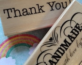 Set Of 2 Rubber Stamps - "Handmade With Love By" And "Thank You" - New