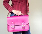 Magenta Pink Leather Bag,Messenger Bag ,Tote Bag ,ipad Bag ,for men ,for women ,unisex ,mothers day gift ,under 100