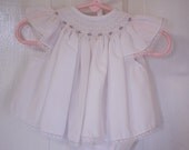 Tiny Treasure in White Hand-Smocked Easter Dress - Size 6 months with lavender roses