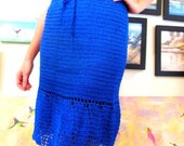 Blue Handmade Crochet Flared Skirt from Brazil