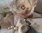 Vintage Wedding, Fabric Flowers, Shabby Chic Wedding Decorations, Linen & Lace, Boutonnière, Bridal Flowers, Mason Jar Flowers, Handmade