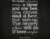 Inspirational quote to make a praire it takes black by Emily Dickinson, 8x10 or A4 Poster, Home decor