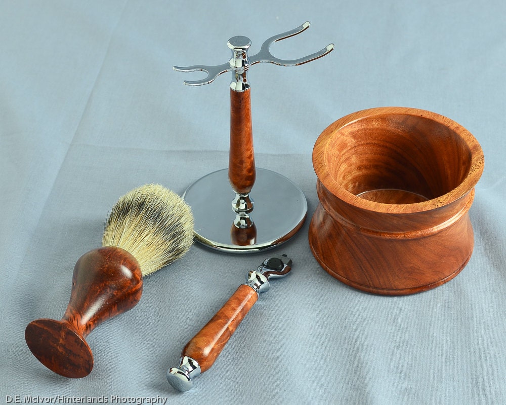 Red Eucalyptus Burl Shaving Set, 25mm