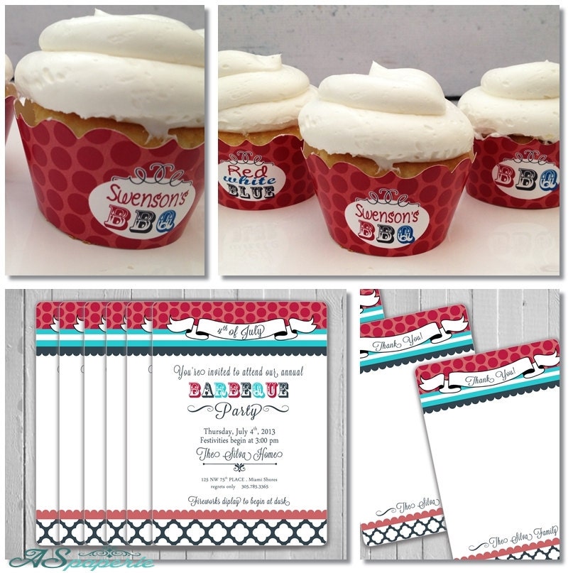 4th of July BBQ Cupcake Wrappers