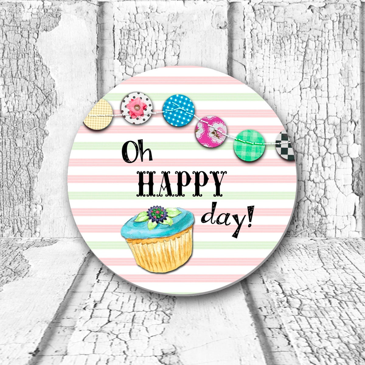 Melamine Plate Oh HAPPY Day cupcake pink
