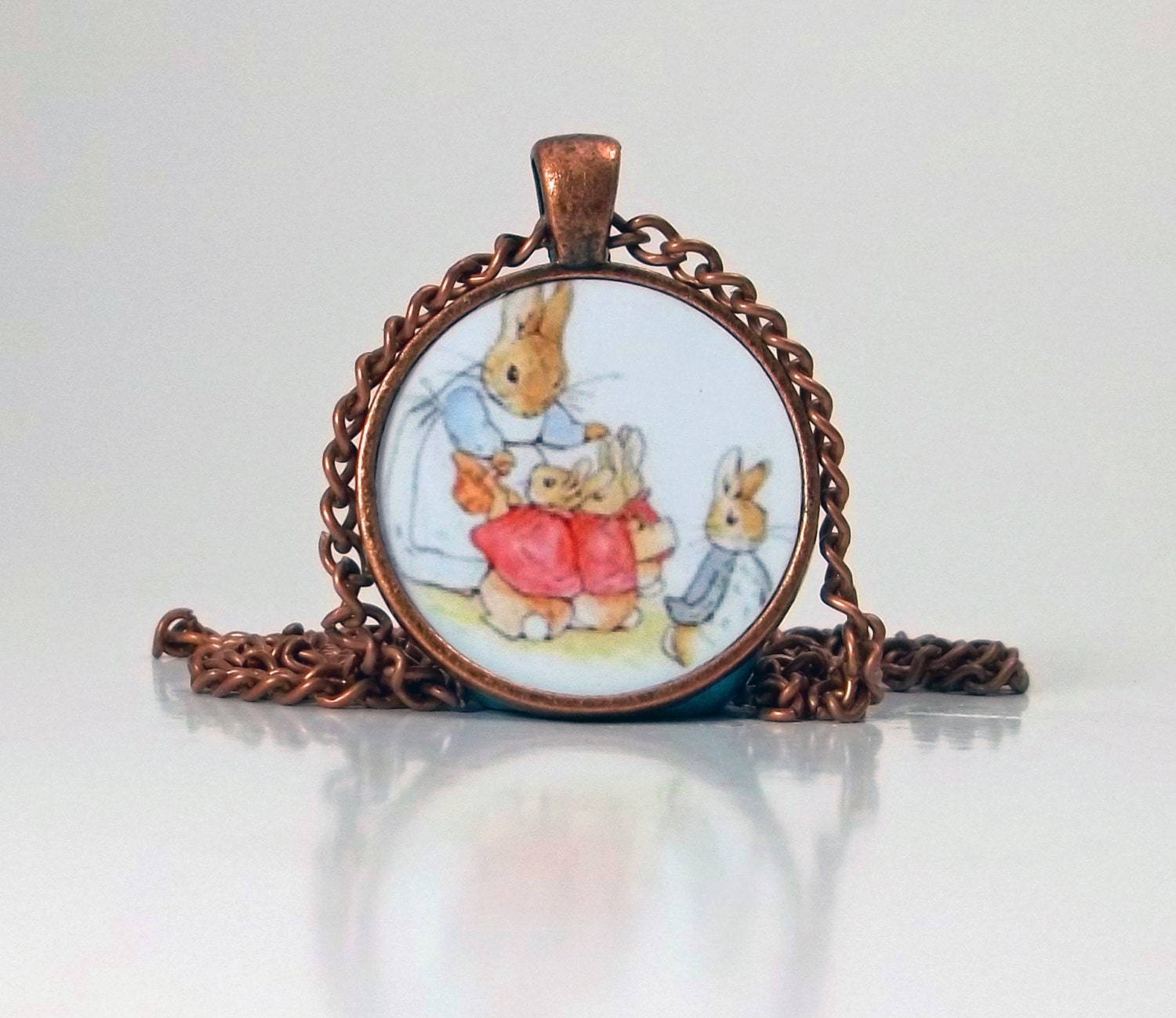 PETER RABBIT Art Pendant Beatrix Potter Necklace Childrens Storybook  Jewelry Necklace Included (218S1IN)