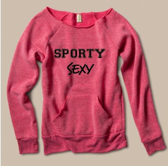 Pink Off the Shoulder Fitness Sweatshirt Sporty by BodyLoveApparel