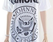 RAMONES shirt music tee short sleeve t shirt men t shirt women shirt unisex t shirt white shirt tunic top size M
