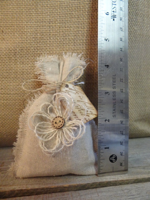 Wedding Favor Bags Shabby Chic Country Wedding Bridal Shower Gifts Handmade Burlap Flowers