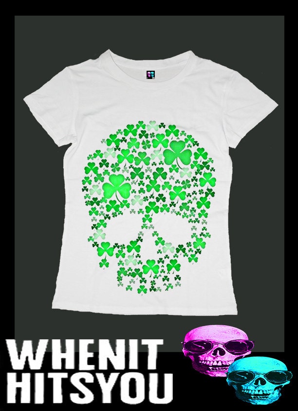 worldwide shipping just 7 days irish Skull women t shirt 20283