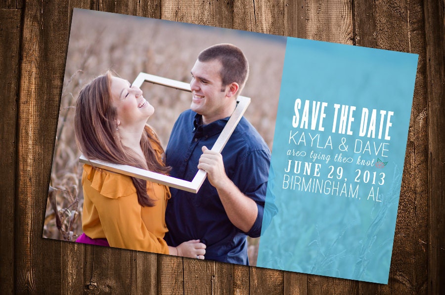 SAVE THE DATE - Simple with sidebar, digital, print it yourself file. Great for horizontal or multiple photos