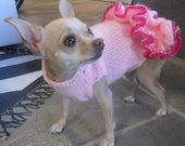 Dog dress-chihuahua sweater dress/dog pearls/dog party wear/little black dress dog/small breed dog dress/boston terrier dress/pug dress - CouchPotatoDogKnits