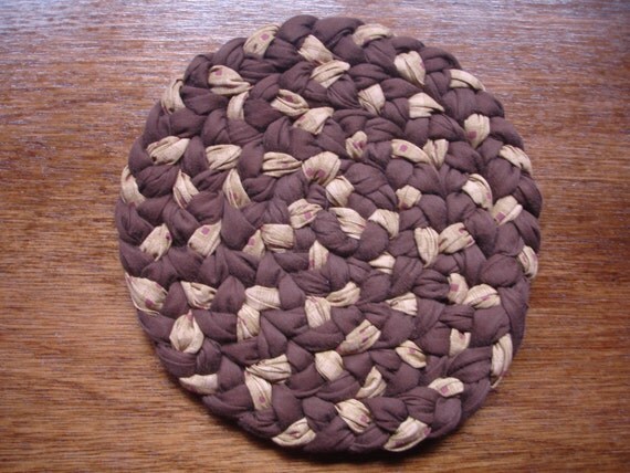 Items similar to Handmade Round Trivet Braided Hot Pad Hand Woven