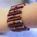Wood and Clay Bead Patriotic Bracelet Cuff / handmade / stretch bracelet / holiday jewelry / womens jewelry / wooden cuff