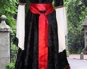 Renaissance Costume Medieval LOTR SCA Garb BloodSnowMidnightGold 2pc VelvetSatin TunicSkirt LXL