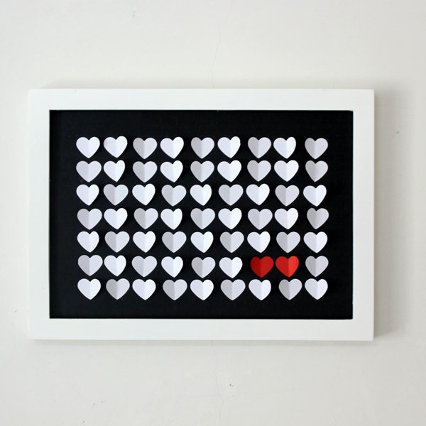 Unique Wedding Guest Book Alternative Personalized 3D Wedding Hearts for 50-100 Guests Including Frame Classic Hearts Weddings Guestbook