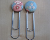 Bookmarks - floral pattern fabric covered button bookmark set