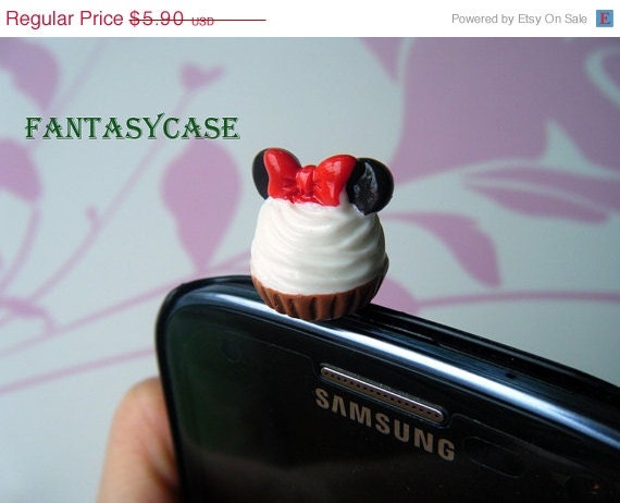 SALE Mickey Mouse Cupcake Phone Plug . Phone Charm . Earphone Plug . Dust Plug , Ear Plugs For iPhone , Smart Phone , iPad