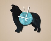 Handmade Recycled Retro Record Clock - Australian Shepherd