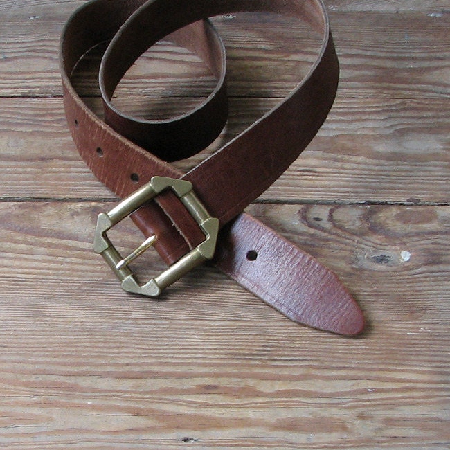 Vintage Rustic Leather Belt, Unisex brown belt, Silver metal Buckle, Bohemians fashion, Hippie accessory, Casual