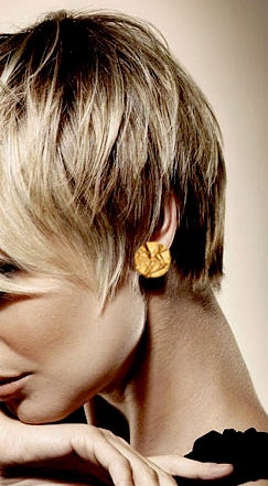 A pair of beaten ear cuff  stud earrings   Hand made   Gold plated 24k   Free shipping