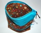Polkadot Double Zipper Lined Pouch w/ Swivel hook