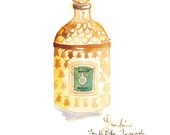 Guerlain perfume bottle watercolor illustration, french art print, 8X10, Eau de cologne imperiale, Paris