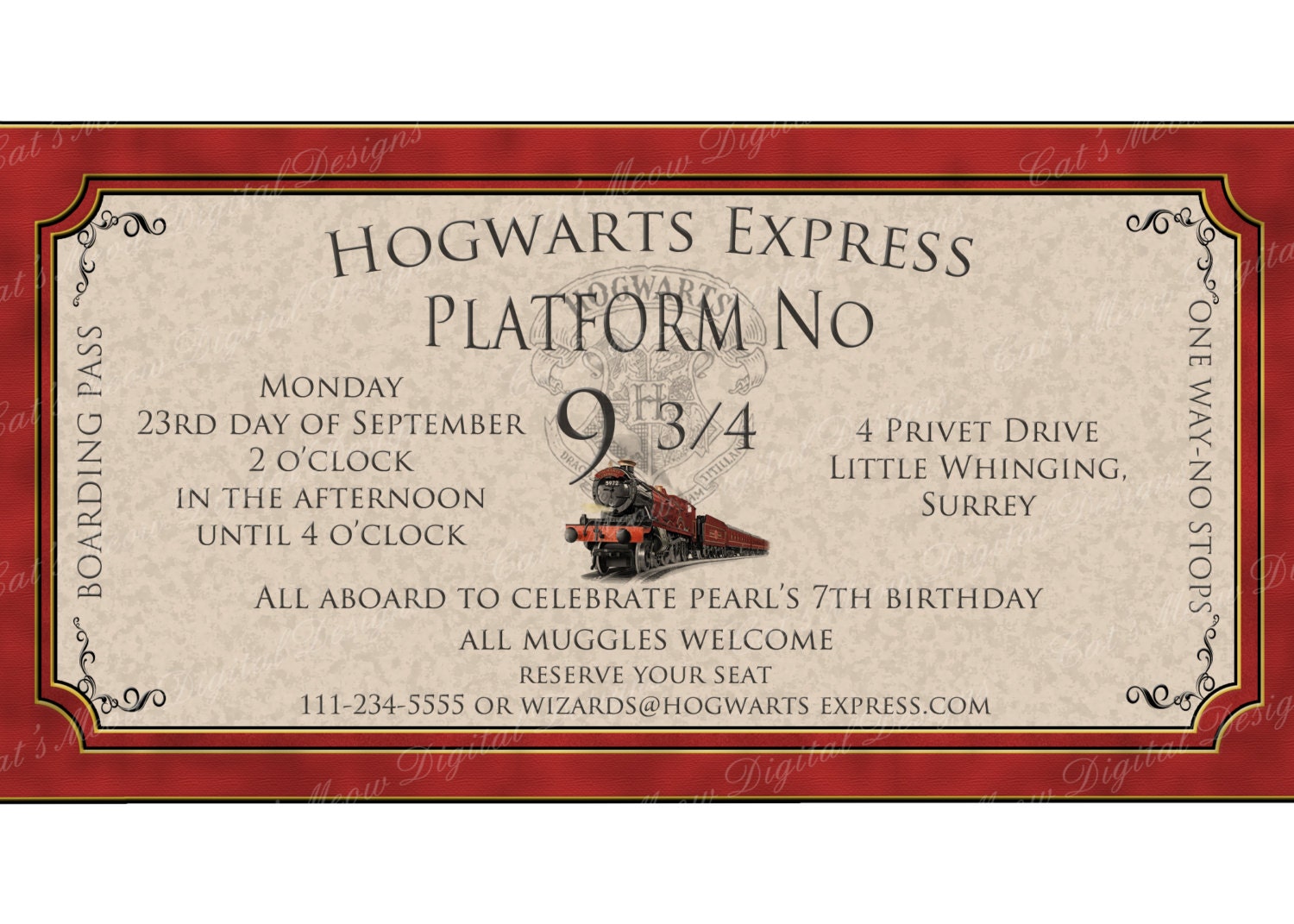 Harry Potter Birthday Party Invitation Template