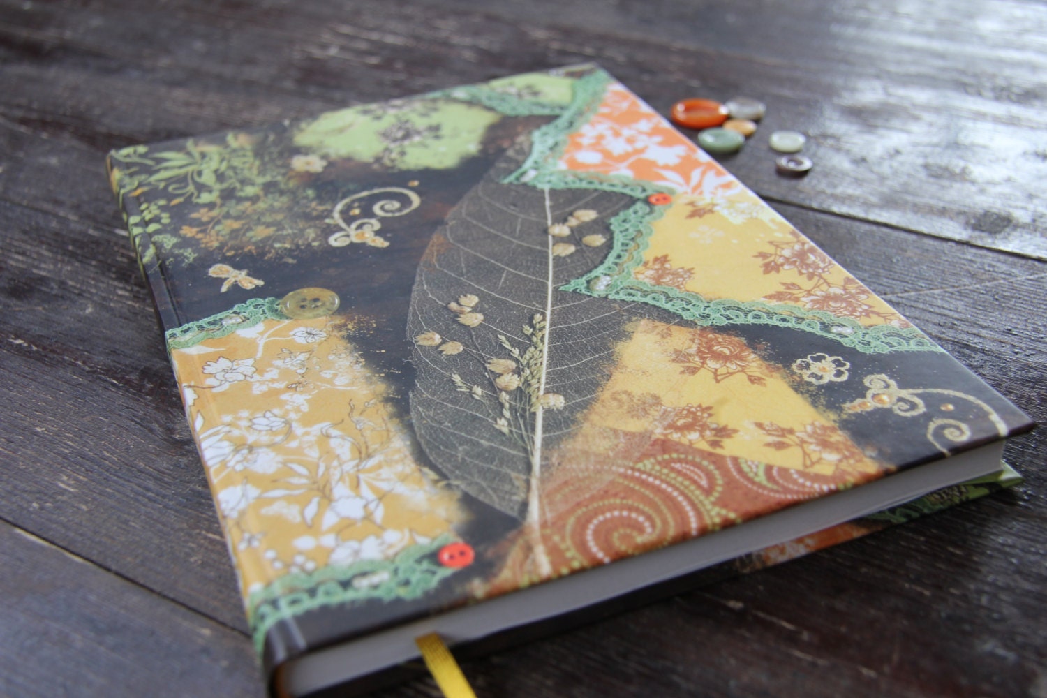 Hand bound notebook, journal, diary, patchwork journal diary for all of the beautiful: "Devotion"
