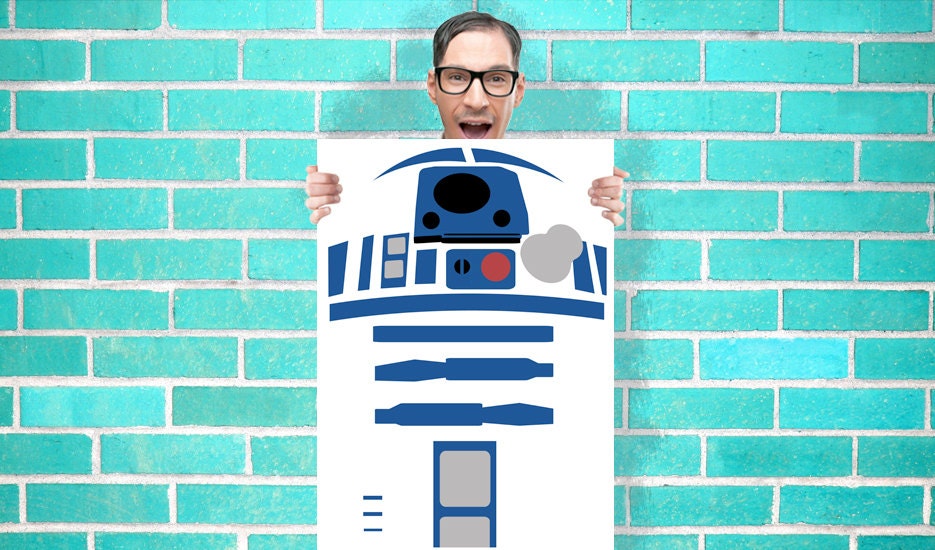 R2D2 star wars Art Work - Wall Art Print Poster 16x23 Inch -  Quote Art Geekery