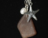 Brown Sea Glass Cluster Pendant